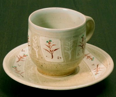 コーヒーカップ象嵌に赤絵のメイン写真